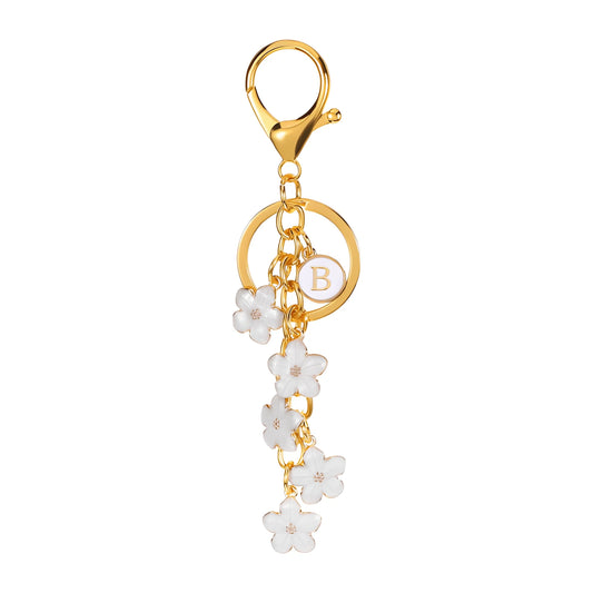 Daisy Flower Initial Letter - Bag Charm (White)