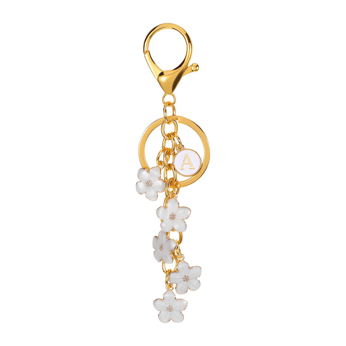 Daisy Flower Initial Letter - Bag Charm (White)